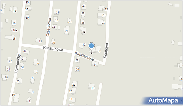 Pyskowice, Kasztanowa, 4, mapa Pyskowice