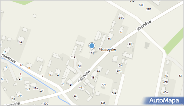 Pysznica, Kaczyłów, 53, mapa Pysznica