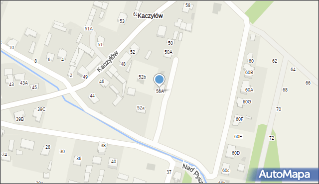 Pysznica, Kaczyłów, 56A, mapa Pysznica