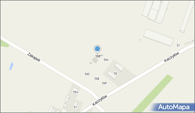 Pysznica, Kaczyłów, 59B, mapa Pysznica