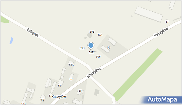 Pysznica, Kaczyłów, 59E, mapa Pysznica