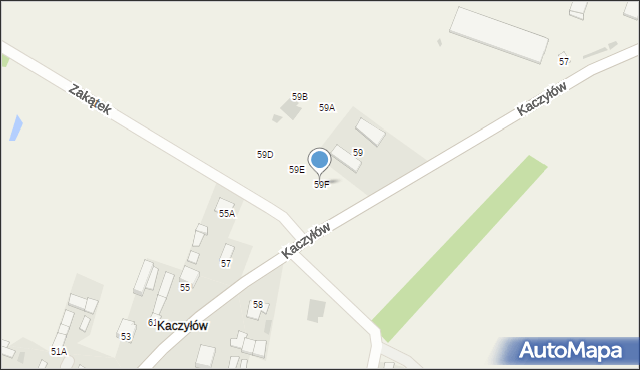 Pysznica, Kaczyłów, 59F, mapa Pysznica