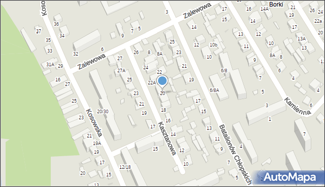 Radom, Kasztanowa, 20, mapa Radomia