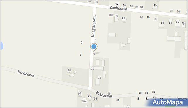 Radostków, Kasztanowa, 9, mapa Radostków