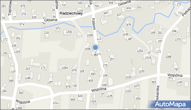 Radziechowy, Kasoni, 382, mapa Radziechowy