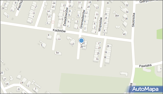 Radzionków, Kadetów, 16, mapa Radzionków