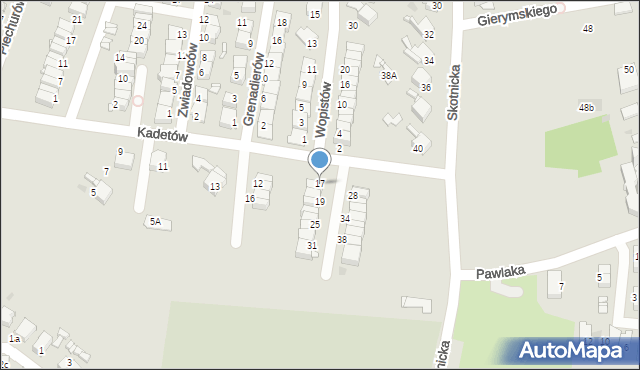 Radzionków, Kadetów, 17, mapa Radzionków