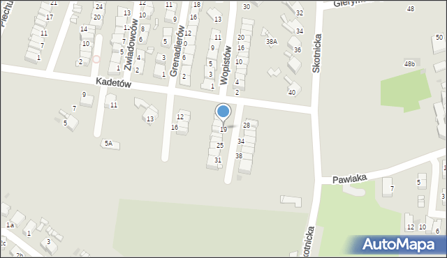 Radzionków, Kadetów, 19, mapa Radzionków