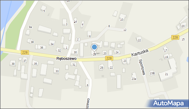 Ręboszewo, Kartuska, 28, mapa Ręboszewo