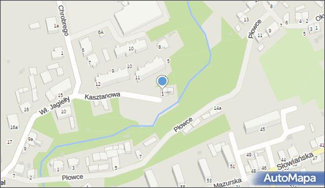 Reszel, Kasztanowa, 1, mapa Reszel