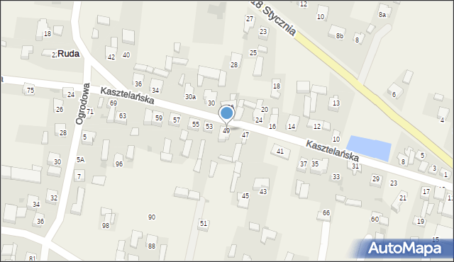 Ruda, Kasztelańska, 49, mapa Ruda