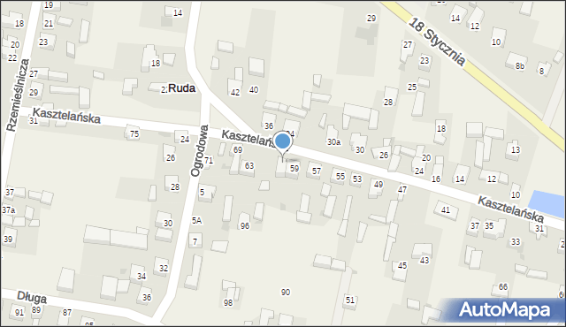 Ruda, Kasztelańska, 61, mapa Ruda