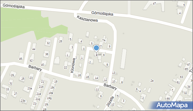 Ruda Śląska, Kasztanowa, 4, mapa Rudy Śląskiej