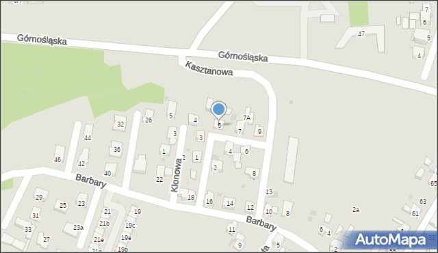 Ruda Śląska, Kasztanowa, 5, mapa Rudy Śląskiej
