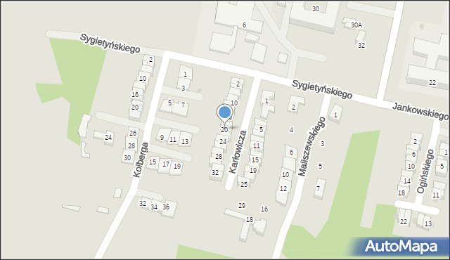 Ruda Śląska, Karłowicza Mieczysława, 20, mapa Rudy Śląskiej