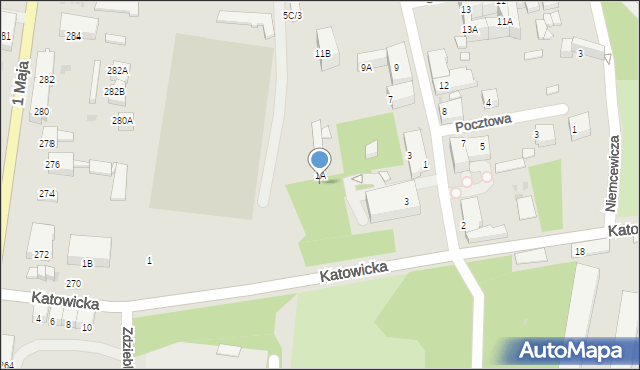 Ruda Śląska, Katowicka, 1A, mapa Rudy Śląskiej