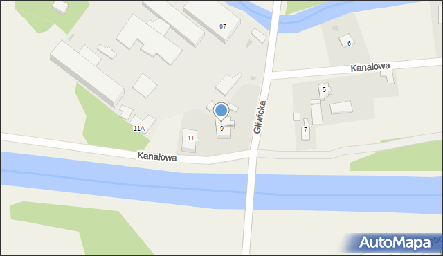 Rudziniec, Kanałowa, 9, mapa Rudziniec