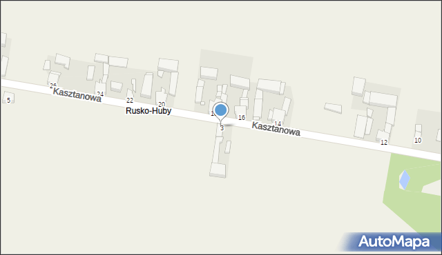 Rusko, Kasztanowa, 3, mapa Rusko