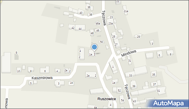 Ruszowice, Kaszmirowa, 1, mapa Ruszowice