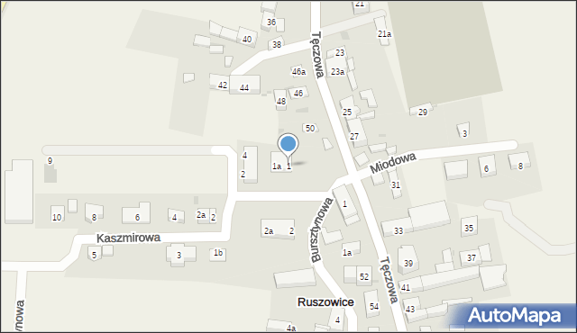 Ruszowice, Kaszmirowa, 1, mapa Ruszowice