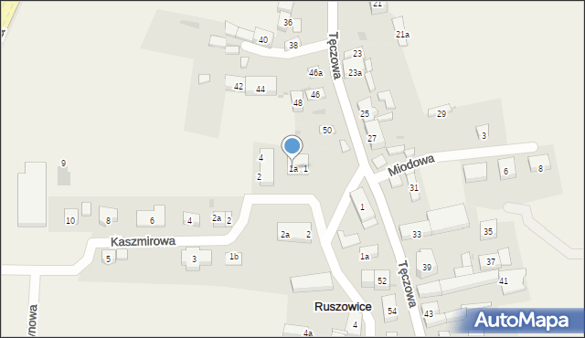 Ruszowice, Kaszmirowa, 1a, mapa Ruszowice
