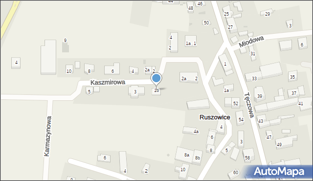 Ruszowice, Kaszmirowa, 1b, mapa Ruszowice