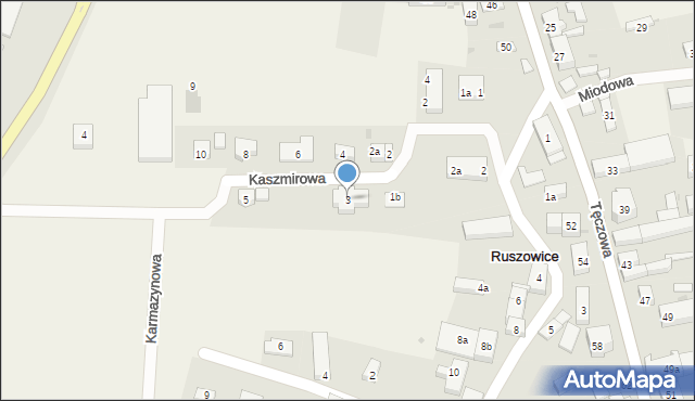 Ruszowice, Kaszmirowa, 3, mapa Ruszowice