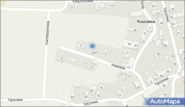 Ruszowice, Kawowa, 4, mapa Ruszowice