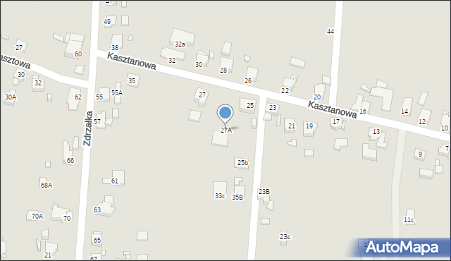 Rybnik, Kasztanowa, 27A, mapa Rybnika