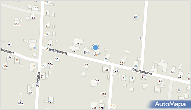 Rybnik, Kasztanowa, 28, mapa Rybnika