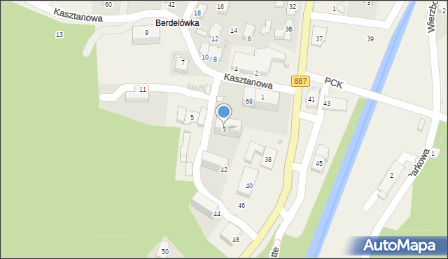 Rymanów-Zdrój, Kasztanowa, 3, mapa Rymanów-Zdrój