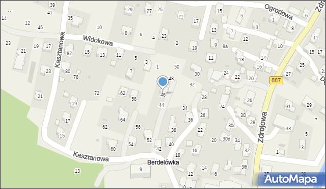 Rymanów-Zdrój, Kasztanowa, 46, mapa Rymanów-Zdrój