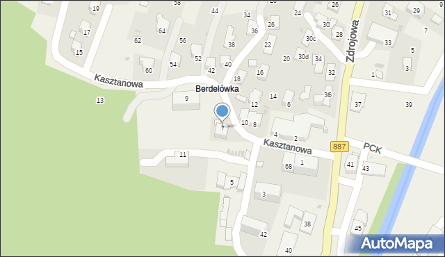 Rymanów-Zdrój, Kasztanowa, 7, mapa Rymanów-Zdrój