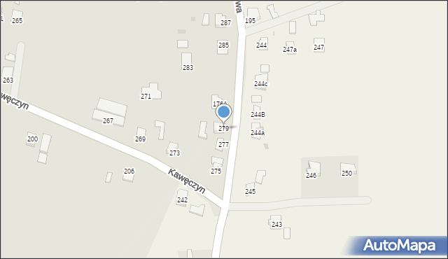 Sędziszów Małopolski, Kawęczyn, 279, mapa Sędziszów Małopolski