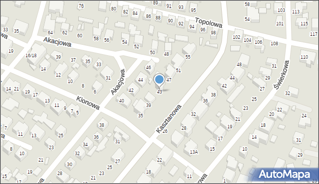Siedlce, Kasztanowa, 43, mapa Siedlce