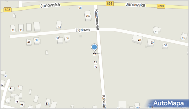 Siedlce, Kasztanowa, 75, mapa Siedlce