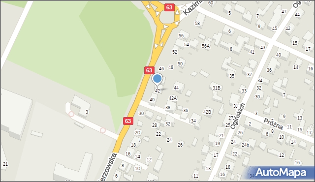 Siedlce, Kazimierzowska, 42, mapa Siedlce