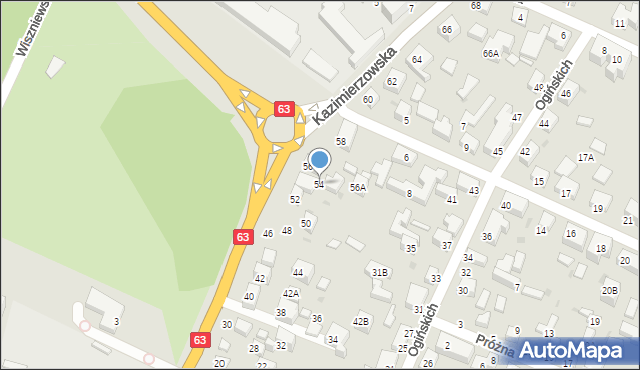 Siedlce, Kazimierzowska, 54, mapa Siedlce