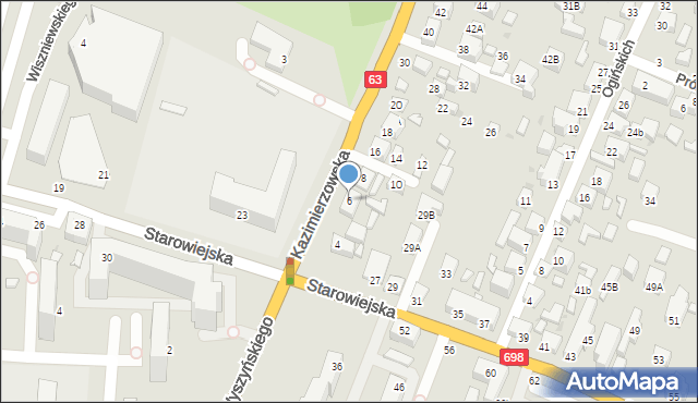 Siedlce, Kazimierzowska, 6, mapa Siedlce