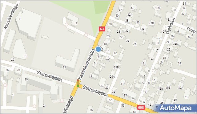 Siedlce, Kazimierzowska, 8, mapa Siedlce