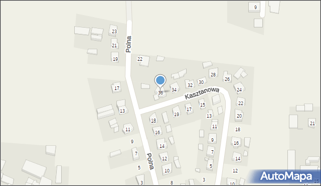 Siedlec, Kasztanowa, 36, mapa Siedlec