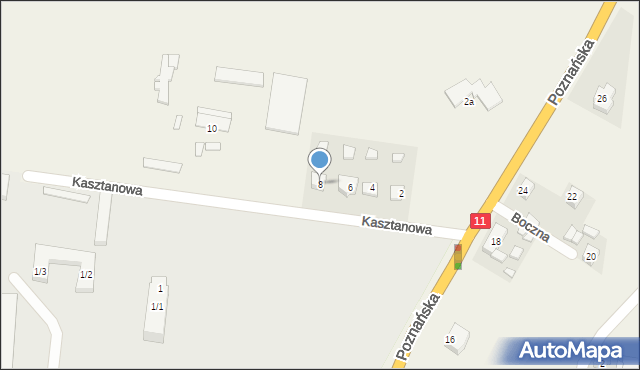 Siemianice, Kasztanowa, 8, mapa Siemianice