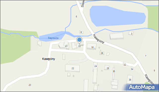 Siepraw, Kawęciny, 12, mapa Siepraw