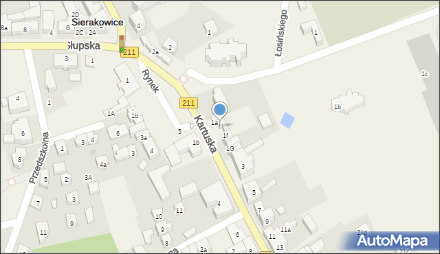 Sierakowice, Kartuska, 1c, mapa Sierakowice