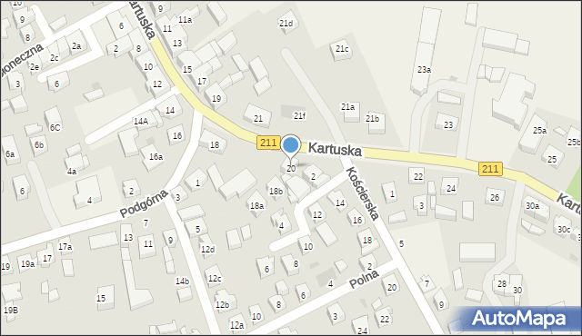 Sierakowice, Kartuska, 20, mapa Sierakowice