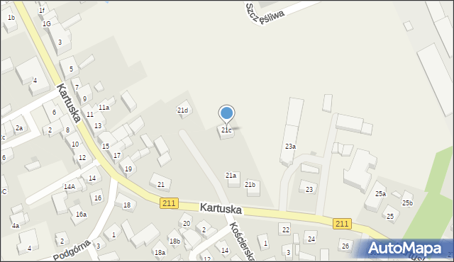 Sierakowice, Kartuska, 21c, mapa Sierakowice