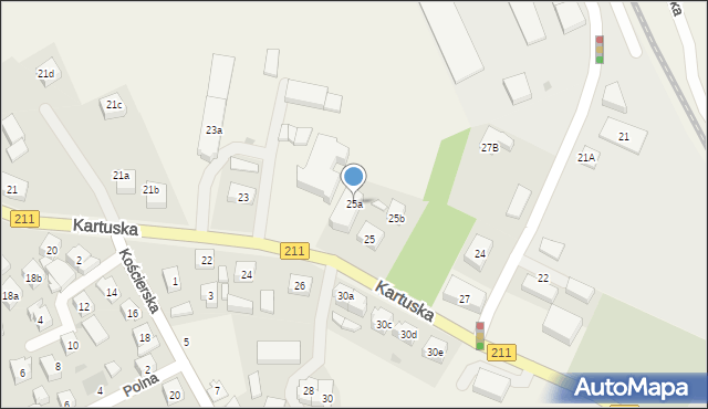 Sierakowice, Kartuska, 25a, mapa Sierakowice