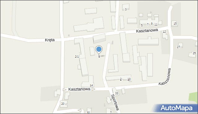 Simoradz, Kasztanowa, 4, mapa Simoradz