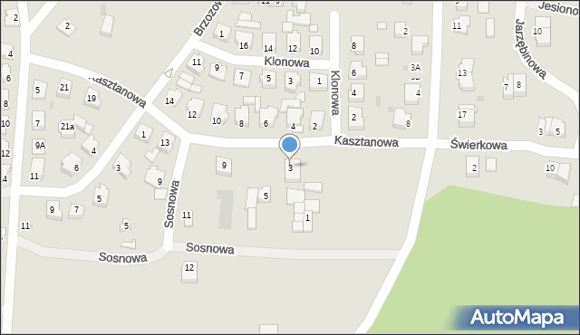 Skoki, Kasztanowa, 3, mapa Skoki