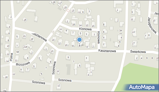 Skoki, Kasztanowa, 6, mapa Skoki